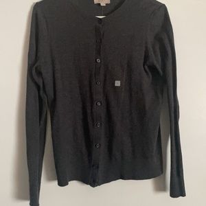 NWT LOFT Dark Grey Lightweight Button Down Cardigan Size Medium